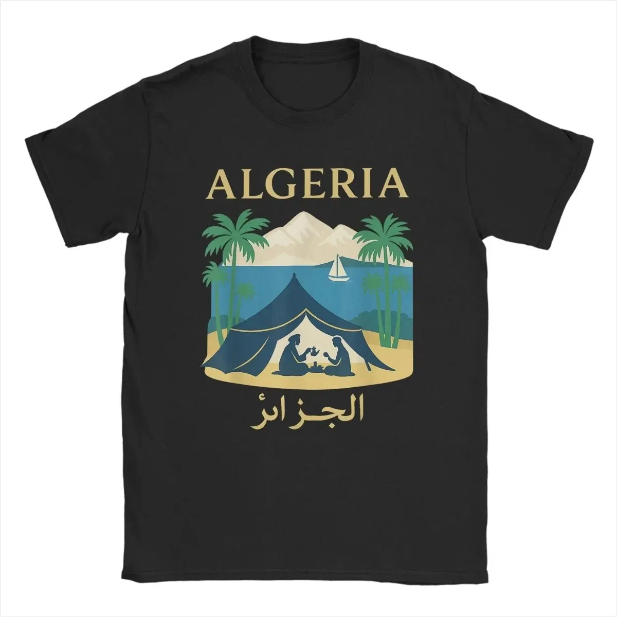 Color: ROYAL BLUE, Size: S - Men Algeria DZ City Algerian T Shirts Africa Arab Pure Cotton Clothes Hipster Short Sleeve Crewneck Tees Gift Idea T-Shirt
