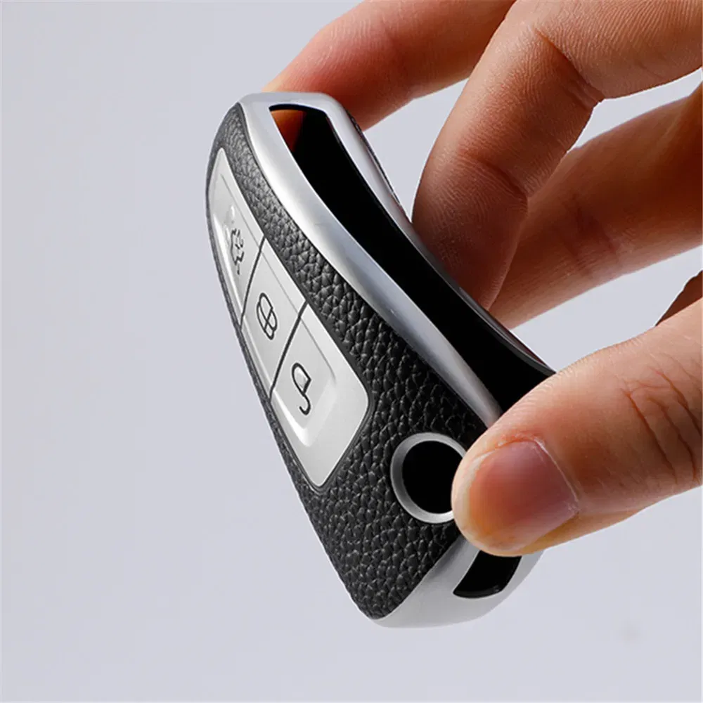 Color Name: Green - Leather TPU Car Key Case Cover for Ford Ranger C-Max S-Max Focus Galaxy Mondeo Transit Tourneo Custom Auto Key Holder Keychain