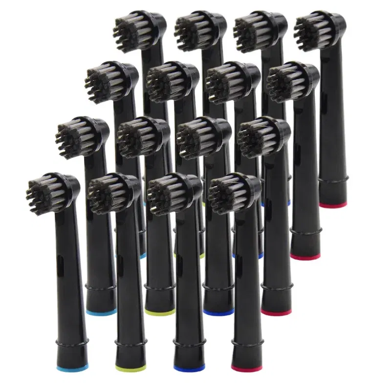 Color: Ivory - Bamboo Charcoal Bristles Replacement Brush Heads For Oral B Electric Toothbrush Efficient Tooth Cleaning SB-17A Black Brush Head