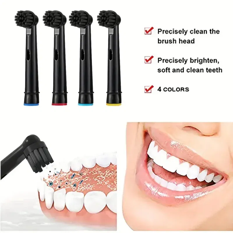 Color: Ivory - Bamboo Charcoal Bristles Replacement Brush Heads For Oral B Electric Toothbrush Efficient Tooth Cleaning SB-17A Black Brush Head