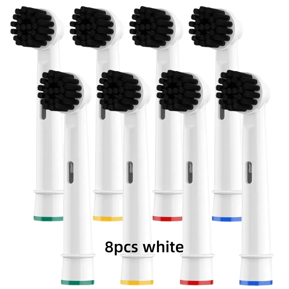 Color: Ivory - Bamboo Charcoal Bristles Replacement Brush Heads For Oral B Electric Toothbrush Efficient Tooth Cleaning SB-17A Black Brush Head