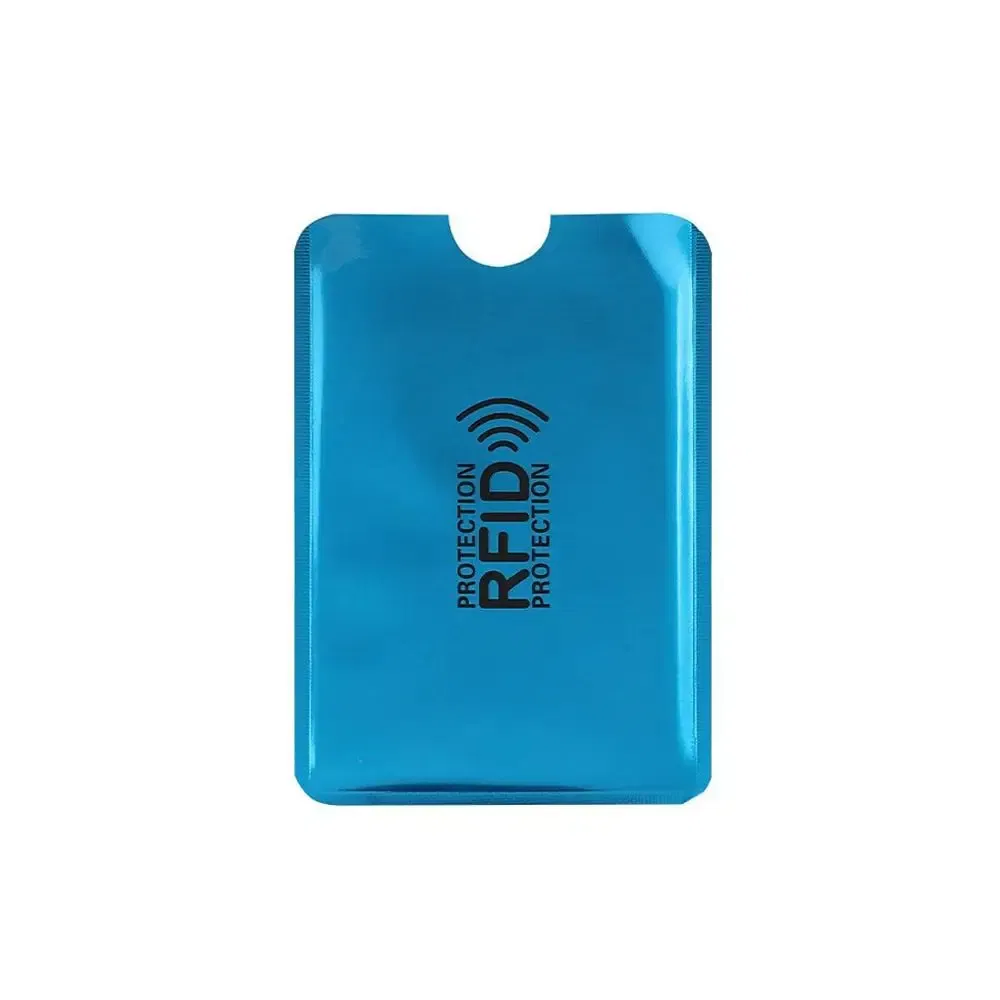 Color: dark blue - 5pcs Anti-theft RFID Card Holder Colorful Aluminium Reader Lock Passport Protector Sleeves Safety Credit Card Sleeves