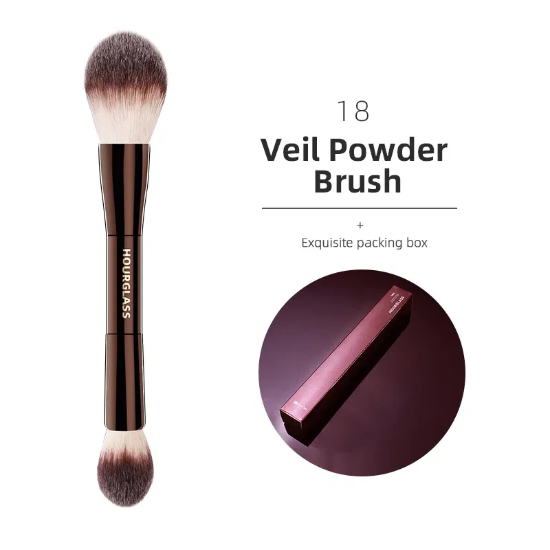 Handle Color: Chocolate - Hourglass Makeup Brushes Powder Foundation Concealer Blusher Bronzer Eye Shadow Eyebrow Eyeliner Sculpting Brush