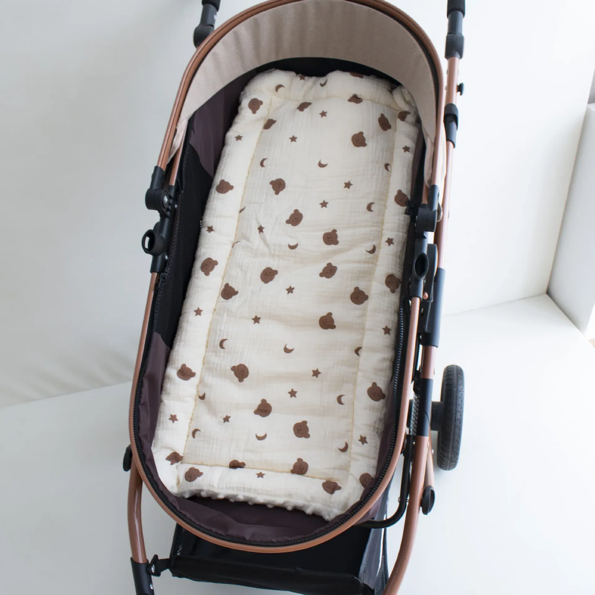 Color: Pink - Baby Stroller Seat Cushion Soft Mattress Kids Pushchair Car Mat Stroller Accessories