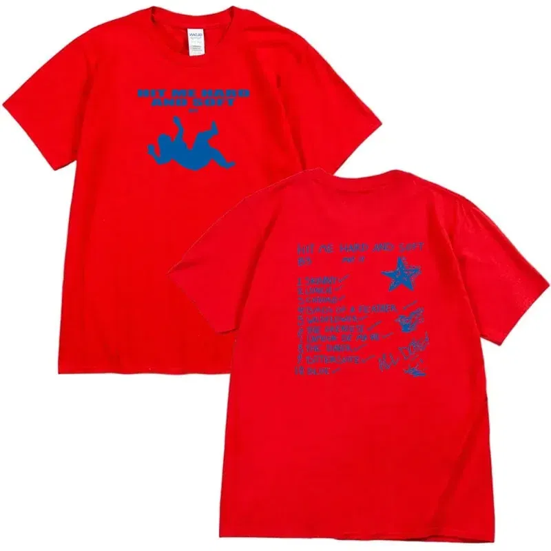 Color: SKY BLUE, Size: XL - Summer Men's and Women's T-shirt Billie Hit Me Hard and Soft Printed T-shirt O-neck Cotton European Size Casual Short Sleeved