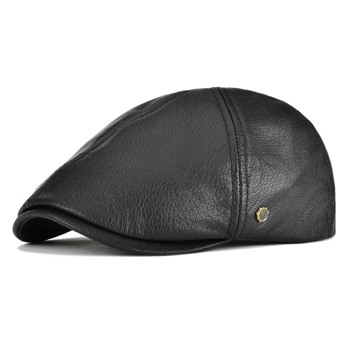 Color: black, Hat Size: 7 - VOBOOM Genuine Leather Flat Cap Men Fall Winter Cabbies Newsboy Hat Coffee Brown Ivy Caps Soft Smooth Textured Hats