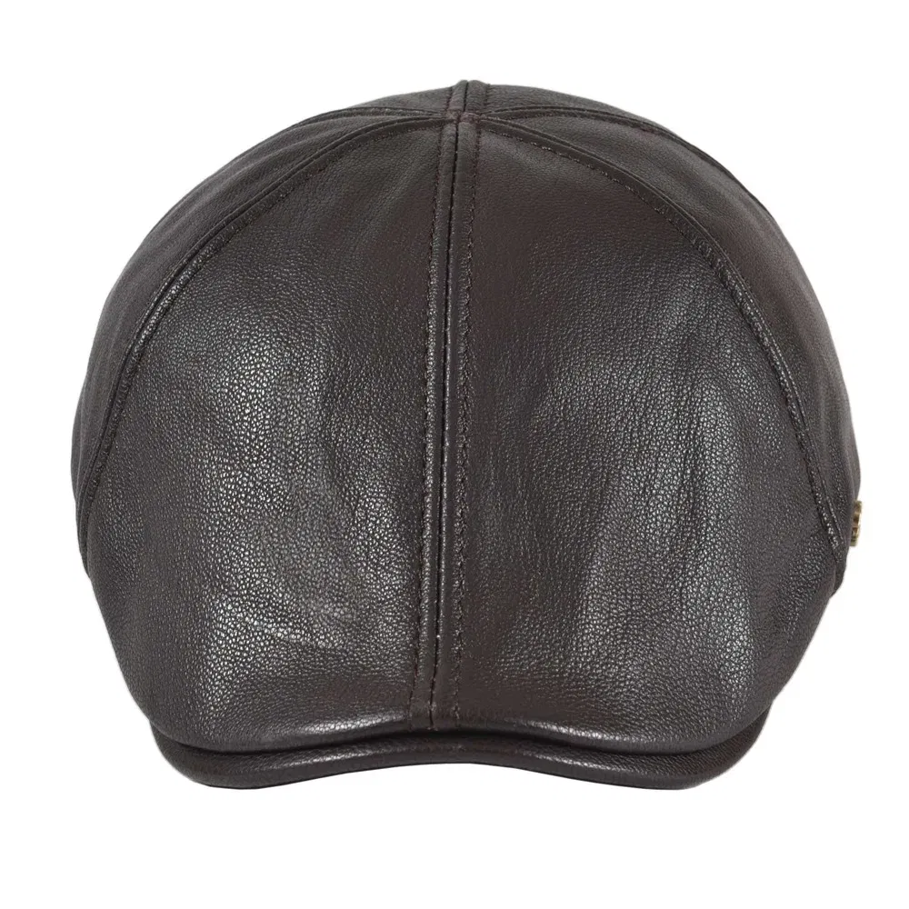 Color: black, Hat Size: 7 - VOBOOM Genuine Leather Flat Cap Men Fall Winter Cabbies Newsboy Hat Coffee Brown Ivy Caps Soft Smooth Textured Hats