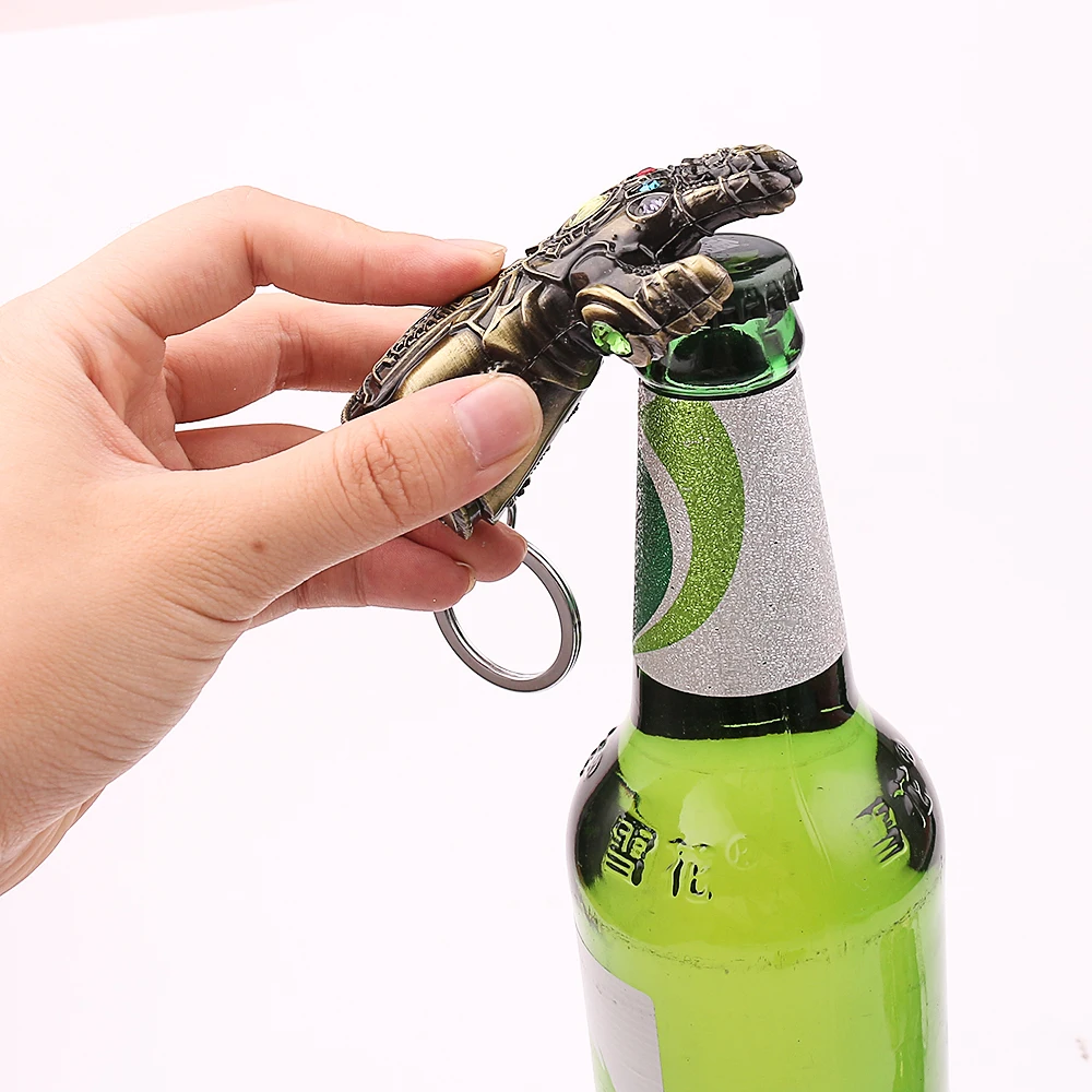 Color: black - Marvel The Avengers Thanos Keychain for Men, Infinity Gauntlet, Creative Beer Bottle Opener, Pendant Gadgets