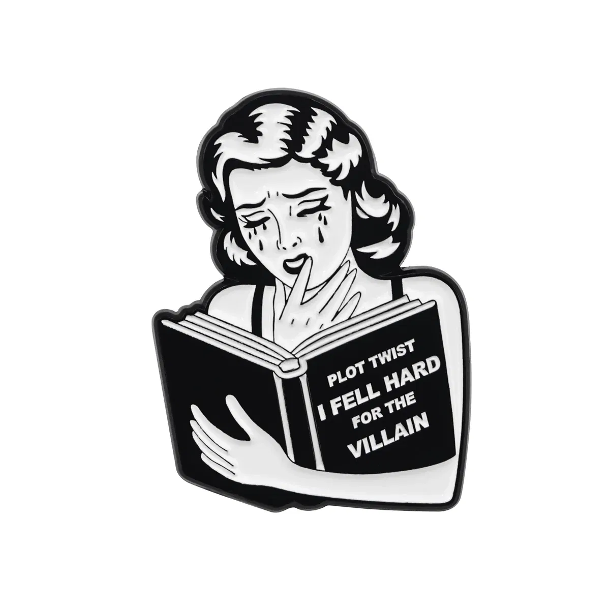 Metal color: SILVER PLATED, Color: WHITE, Main Stone Color: WHITE - Rose Enamel Pin Lapel Pins Badges on Backpack Women Funny Quotation Brooch Clothes Jewelry Fashion Accessories Gift