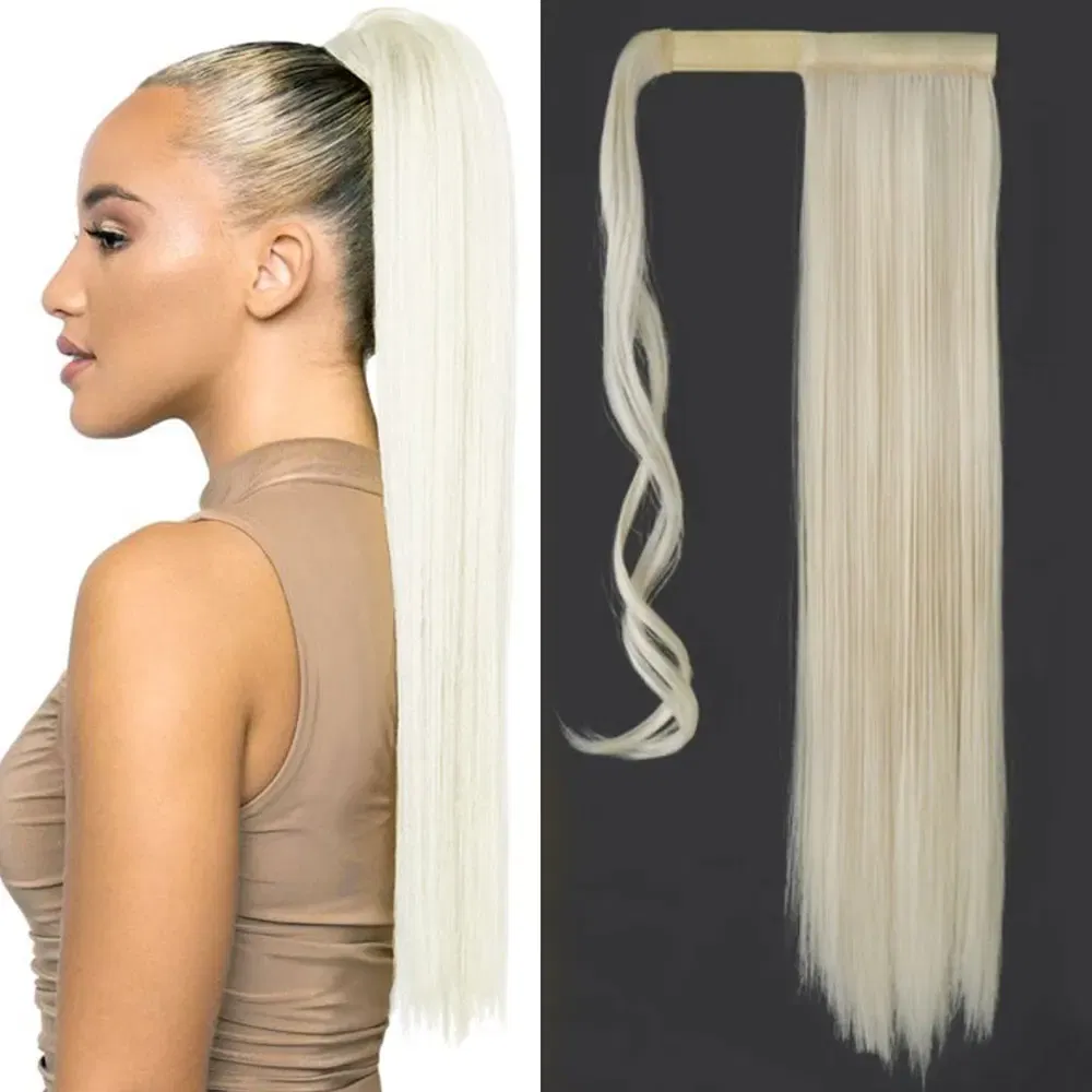 Color: P1B/27 - LINWAN Synthetic Long Straight Wrap Around Clip In Ponytail Hair Extension Heat Reistan Pony Tail Fake Hair