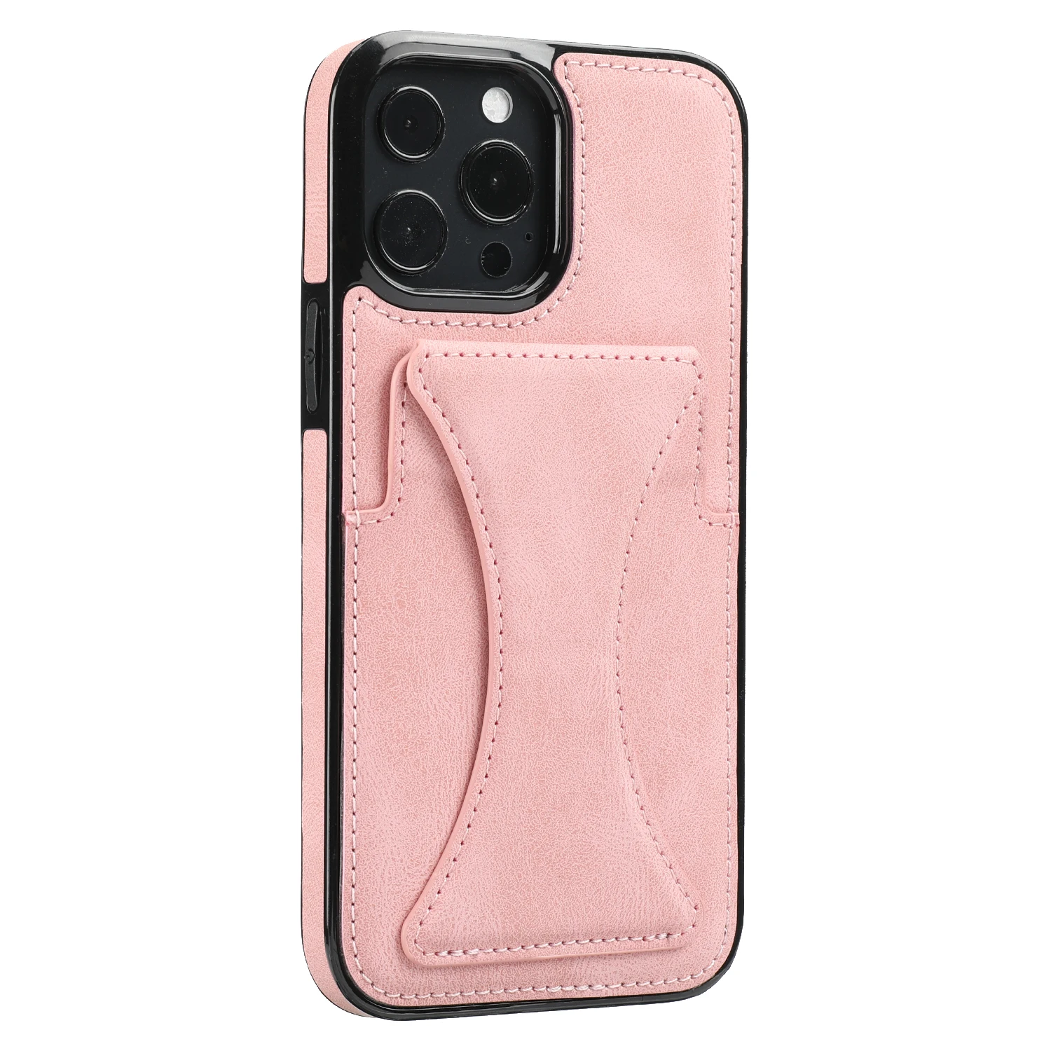 Color: Pink, Material: Cotton Fabric - For iPhone 16 Pro Max Plus Case 2024 With Magnetic Leather Kickstand Card Slot Wallet Back Cover Protection Shockproof Coque