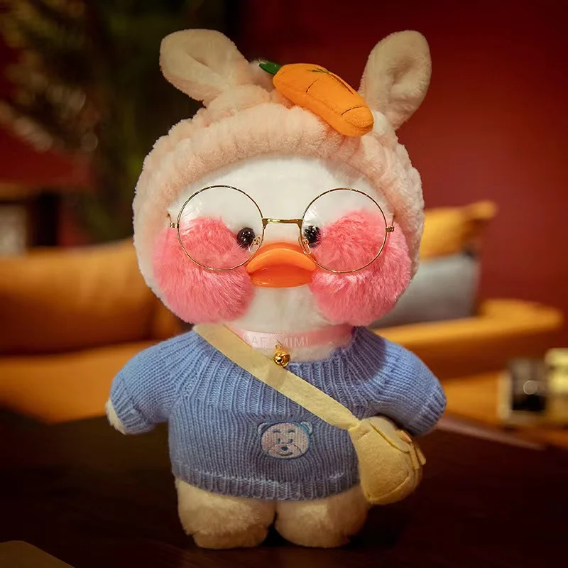 Color: Light Grey, Height: 11cm-30cm - 30cm Kawaii Lalafanfan Duck Plush Toy Cartoon Lalafanfan Duck Doll Soft Stuffed Animal Plushie Birthday Gifts For Girl Children