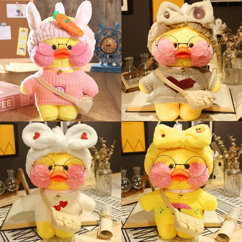Color: Light Grey, Height: 11cm-30cm - 30cm Kawaii Lalafanfan Duck Plush Toy Cartoon Lalafanfan Duck Doll Soft Stuffed Animal Plushie Birthday Gifts For Girl Children