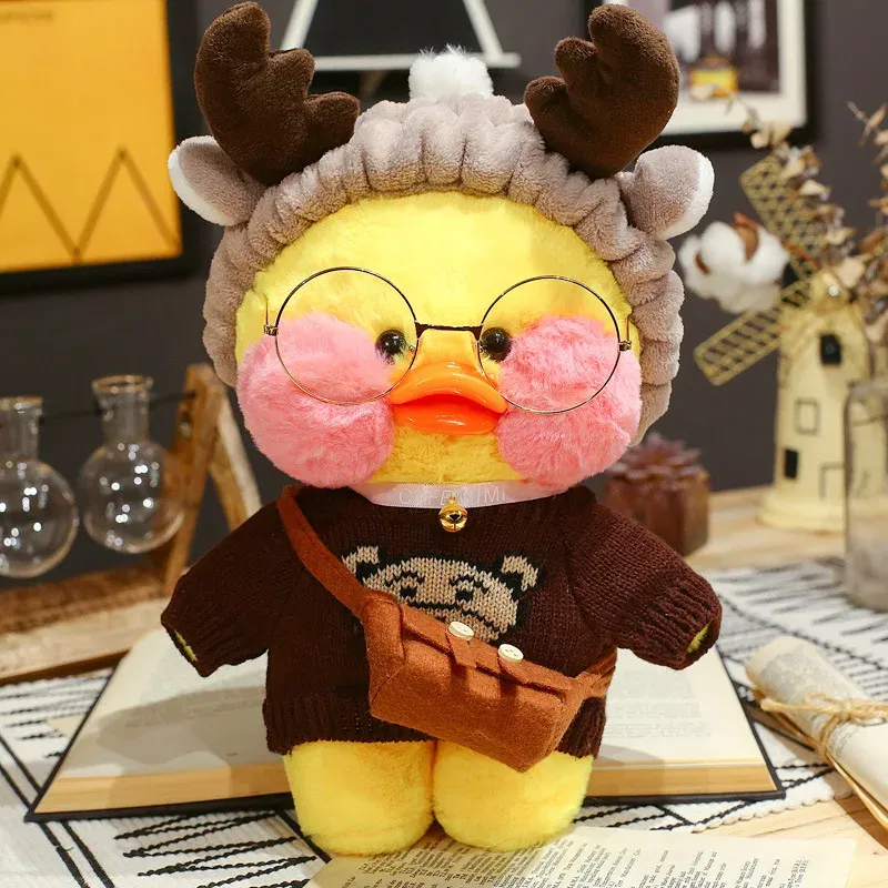 Color: Light Grey, Height: 11cm-30cm - 30cm Kawaii Lalafanfan Duck Plush Toy Cartoon Lalafanfan Duck Doll Soft Stuffed Animal Plushie Birthday Gifts For Girl Children