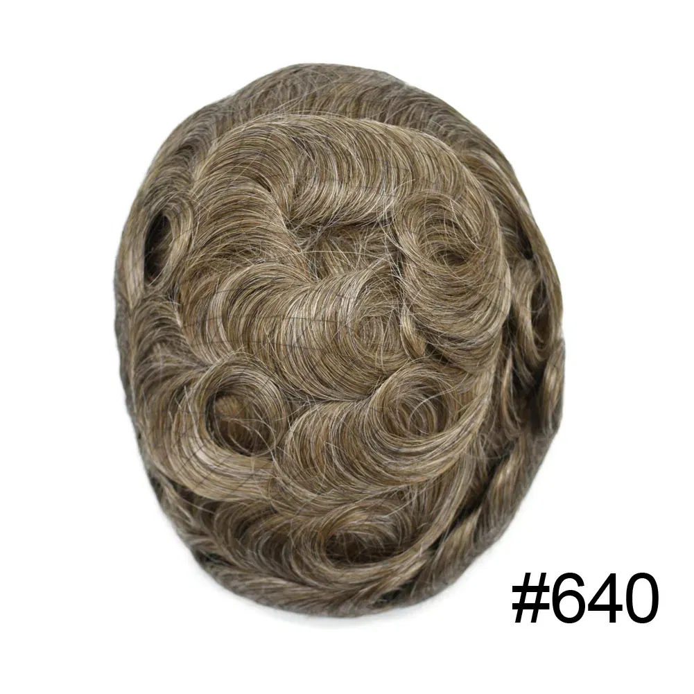 Toupee Color: 640#, Toupee Density: 100%, Length: 6 inches, Ships From: CHINA, Toupee Size: 8x10 - Men Toupee Hair Systems Ultra Thin Skin 0.06MM V-LOOP Capillary Prosthesis Invisible Hairline Real Human HairPieces Hair Units