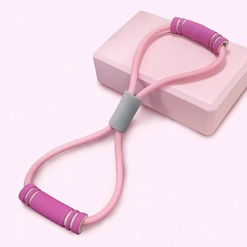 Color: Pink - 8-Shaped Tensile Strength Machine, Back Trainer, Chest Expander, Open Shoulder Beauty, Back And Shoulder Tension Rope