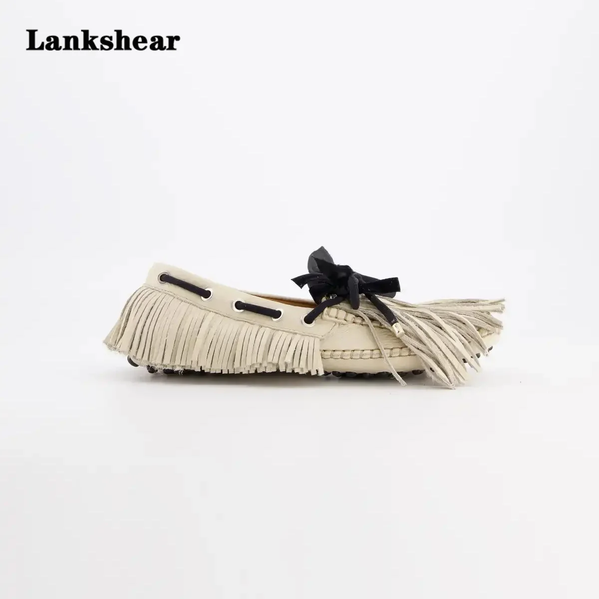Shallow Bowknot Tassel Casual Shoes for Women Fashion Genuine Leather Loafers Oxford Slip On Candy Colors Flat Shoes New In