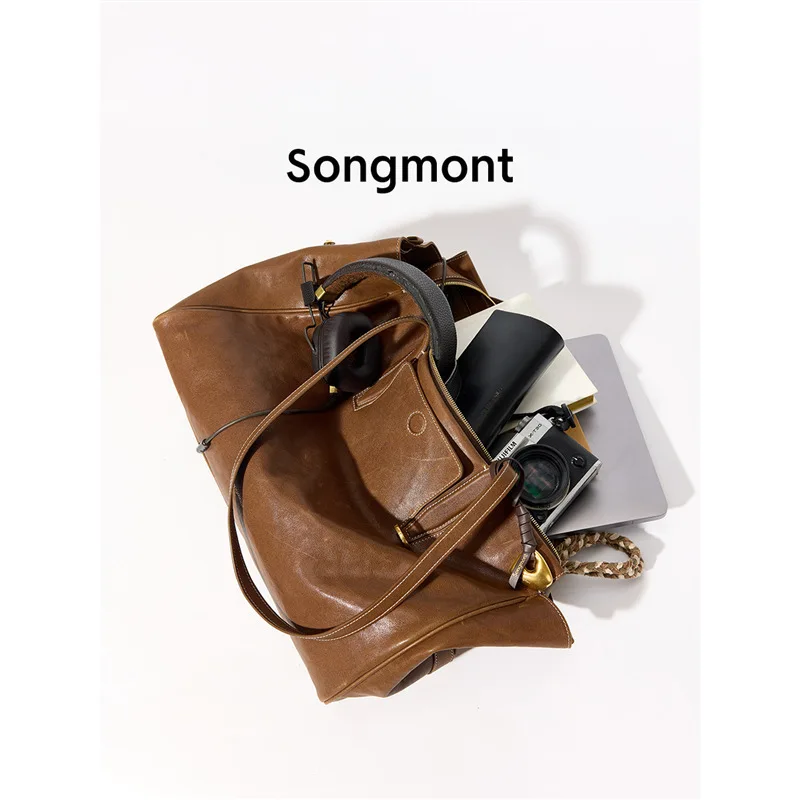 Color: WHITE - Songmont Tracing Collection Briefcase, Full-Grain Leather Travel Laptop Bag for Work Commute