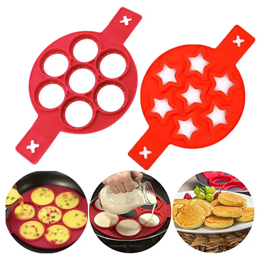 Color: Chocolate - Egg Pancake Ring Non-stick Pancake Machine Mold Silicone Egg Frying Pan Forming Machine Omelet Mold Kitchen Baking Accessories