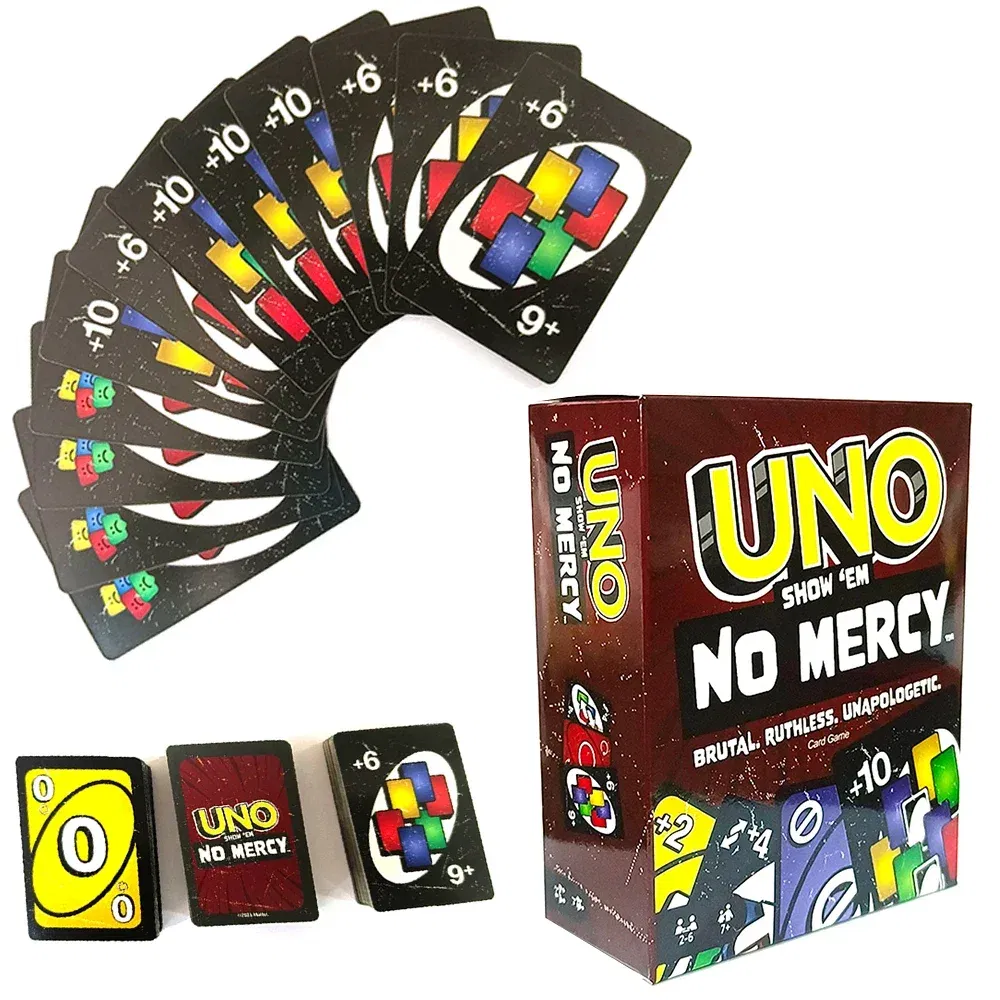 Color: Light Grey - Uno No mercy Game Board Games UNO Cards Table Family Party Entertainment UNO Games Card Toys Children Birthday Christmas
