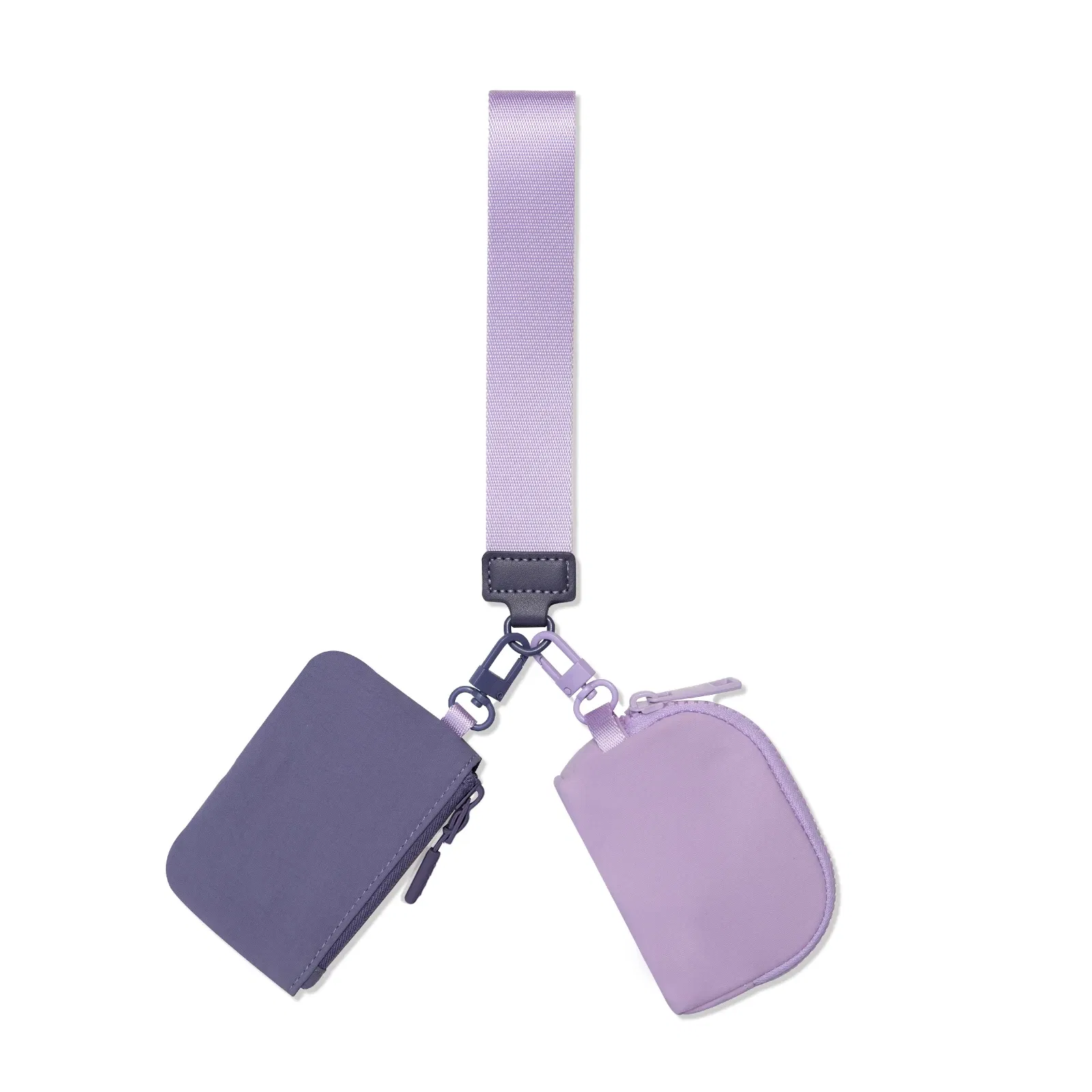 Color: SKY BLUE - Mini Dual Coin Pouch Solid Color Wristlet Keychain Wallet Change Pocket Handbag lulu Coin Purse Women Portable Key Card Holder