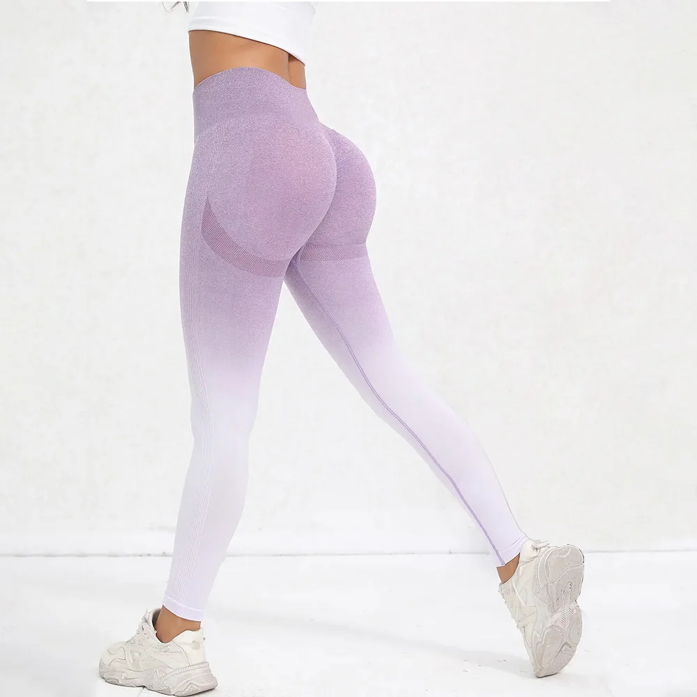 Color: PURPLE, Size: L - Tie Dye Seamless Leggings for Women High Waist Yoga Pants, Scrunch Butt Lifting Elastic Tights