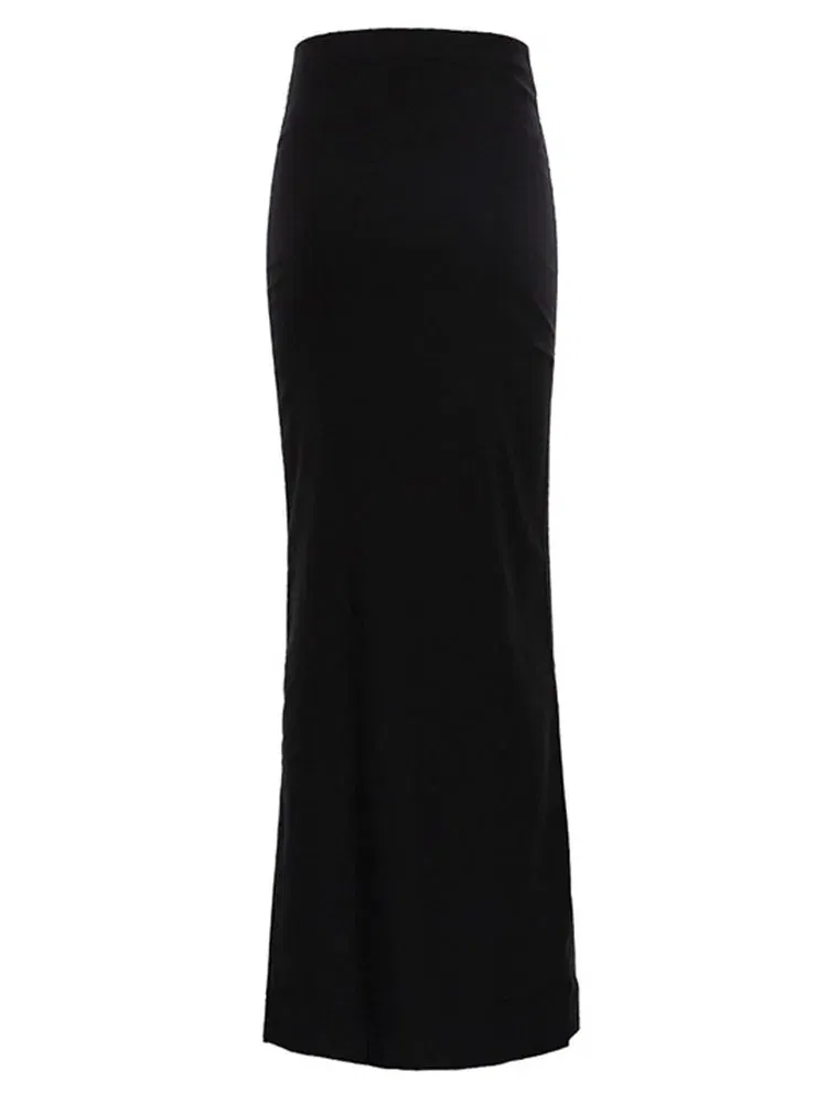 Color: black, Size: S - Fashion For Women Black Long Skirts High Waist Slim Seamless Elegant Ladies Gown Casual Summer 2024 New Female Maxi Skirts