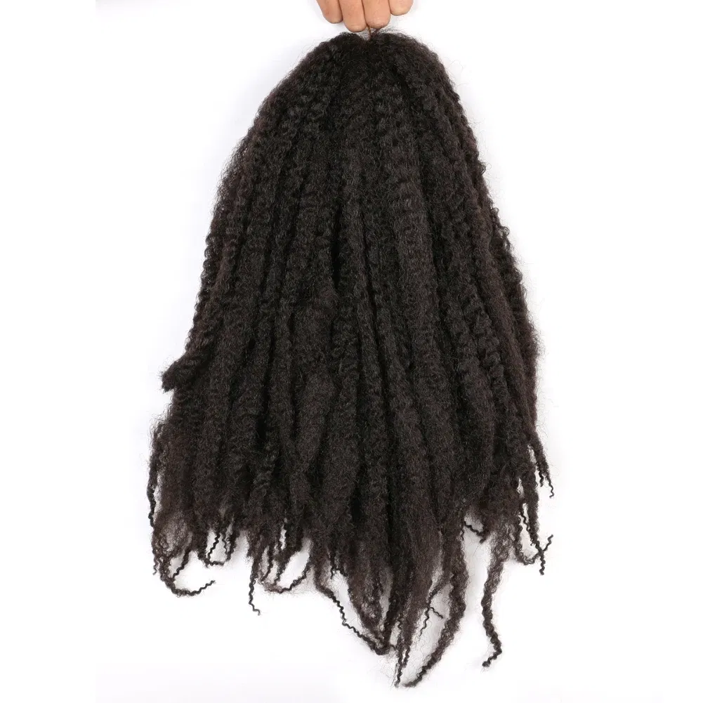 Color: #4, Stretched Length: 18inches, Bulk Buy: 1Pcs/Lot - 18 Inch Synthetic Marley Twist Braiding Hair Afro Kinky Curly Crochet Hair for Faux Locs Long Springy Twist Hair Extensions