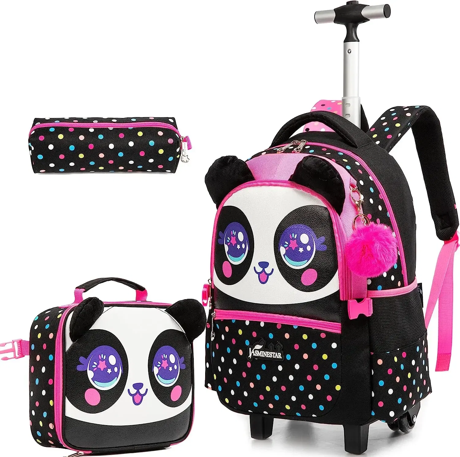 Color: black, Ships From: CHINA - BIKAB Kids Rolling Backpack for Girls Cute Sequin Cat Backpacks with Wheels for Elementary Students with Lunch Box for Girls