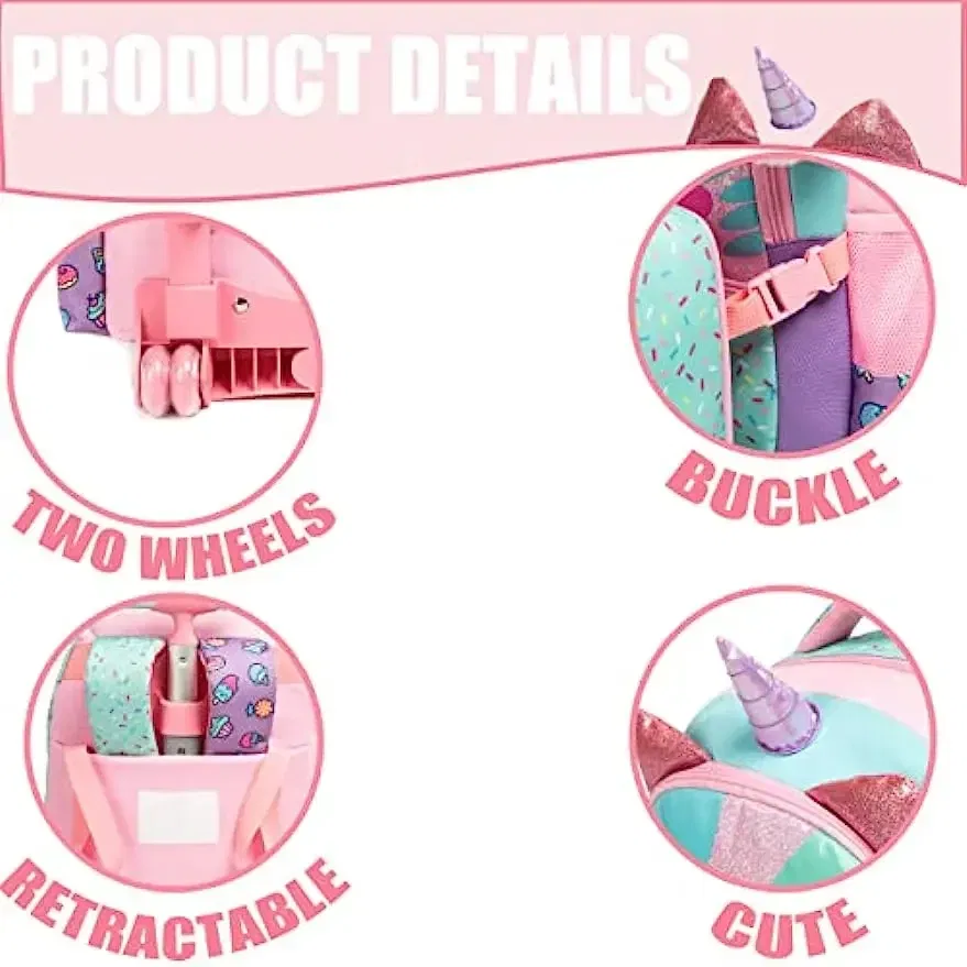 Color: black, Ships From: CHINA - BIKAB Kids Rolling Backpack for Girls Cute Sequin Cat Backpacks with Wheels for Elementary Students with Lunch Box for Girls