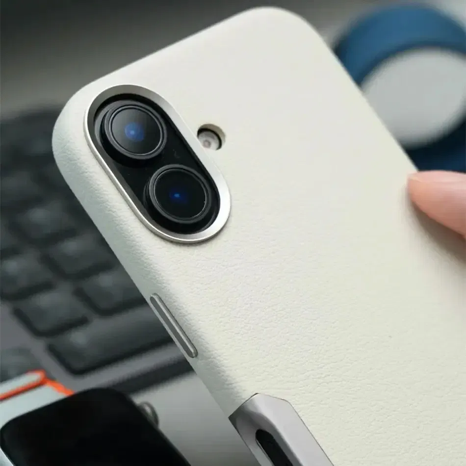 Color: Brown, Material: TPU - Aluminium Camera Button For iPhone 16 Pro Max Case Solid Leather Alloy Len Magnetic Wireless Charge Shockproof Cover For Magsafe