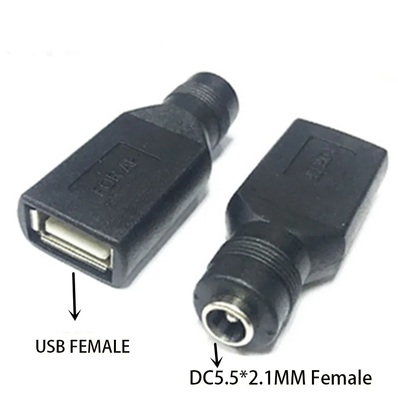 Color: Brown - Usb Male to Female 5.5*2.1mm DC Power Adapter 12v DC Plug 3.5*1.35mm Female Converter For Charger Extension