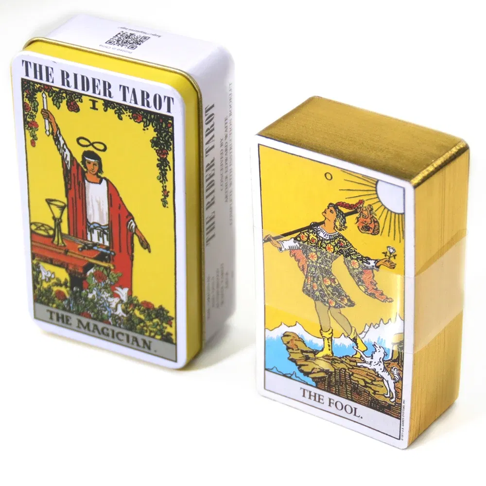 Color: Red - Adventures time Tarot 78pcs Cards in a Tin Metal Box Gold plated Edge Tarot Cards For Divination Tarot Deck Beautiful Package