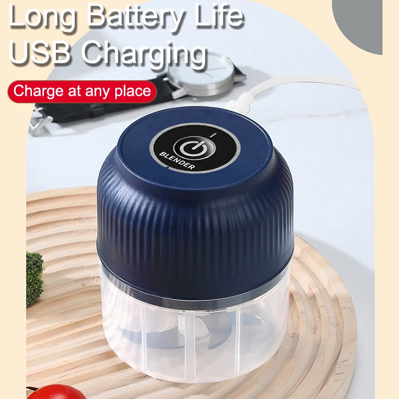 Color: WHITE - 250ML Mini Wireless USB Rechargeable Electric Vegetable Chopper Garlic Crusher Food Chopper for Kitchen Gadgets for Garlic