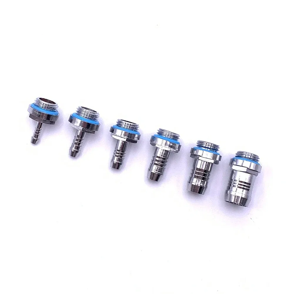 Color: Blue - 6pcs PC Water Cooling Barb Fitting Two-Touch Fitting G1/4 Thread Barb Connector for Computer Cooling System 4/6/7.2/9/11/14mm
