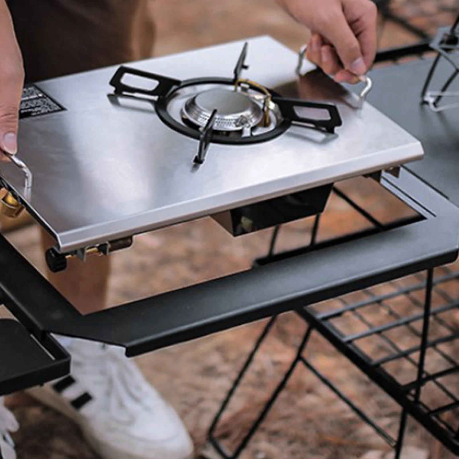 Color: Army Green, Ships From: CN - Camping Table Burner Connecting Plate Steel Plate Countertop Single Burner Connection Board With Spraying Process DIY Tent Table