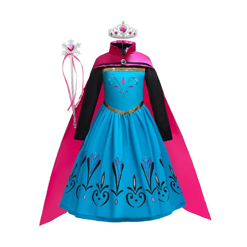 Color: PURPLE, Kid Size: 4T - Disney Kids Girls Cosplay Frozen Elsa Anna Princess Dress Girl Mesh Ball Gown Carnival Birthday Clothes Snow Queen Elsa Costume