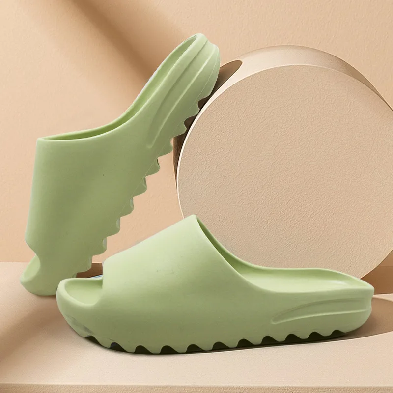 Color: Beige, Shoe Size: 36.5 - Summer Slippers Men Women Indoor Eva High Soft Bottom Sandals Open Toe Trend Slides Light Beach Shoes Slippers Home Size 35-46