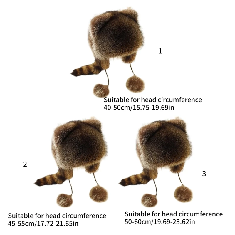 Color: Green - Unisex Parent-Children Plush Hat Mongolian Hat with Raccoon Tail Woman Teens Casual Winter Keep Warm Hat