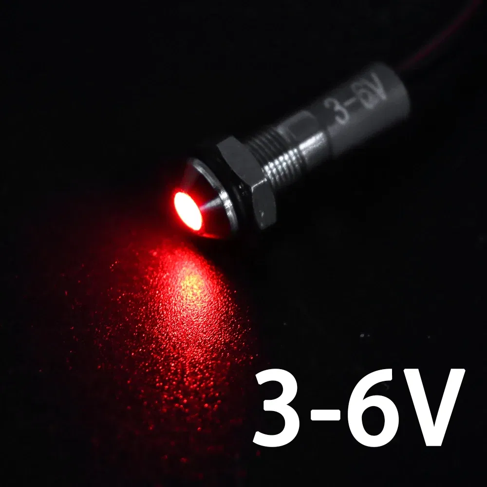 Color: Brown - 1PC IP65 6mm LED Waterproof Metal Indicator Light Signal Lamp With Wire 5V 12V 24V 220V Red/Yellow/Blue/Green/White Metal Button
