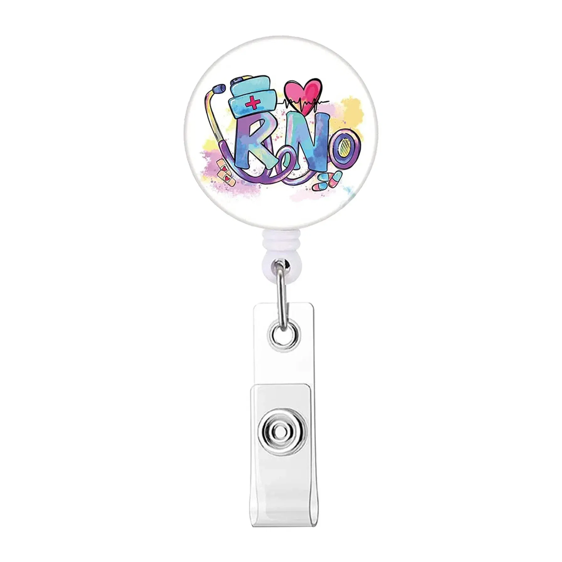 Color: Watermelon Red - X-Ray Badge Reel Retractable Radiology Badge Reel Holder Ct Rays Nurse Doctor Student Card Reel Clip Office Supply Recoil Badge