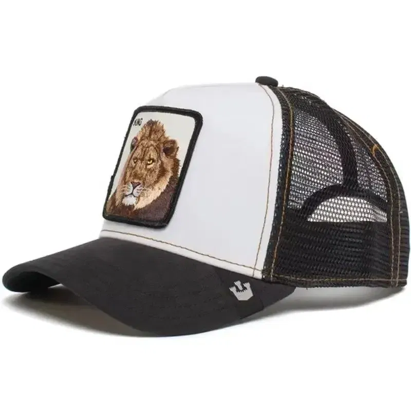 Color: Orange - Baseball Caps Men Women Snapback Hip Hop Cap With Fashion Animals Embroidery Summer Breathable Mesh Trucker Caps Streetwear Bone