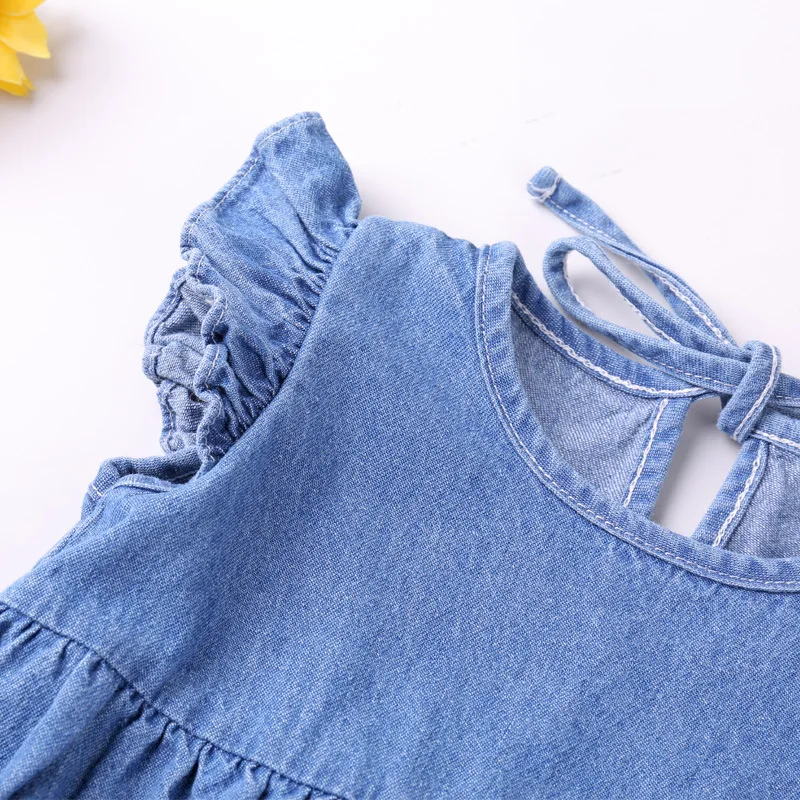 Color: Blue, Kid Size: 18M - Baby Girls Rompers Toddler Ruffles Romper Cotton Denim Fly Sleeveless Summer Bodysuit Sunsuit Outfits Newborn Infant Jumpsuit