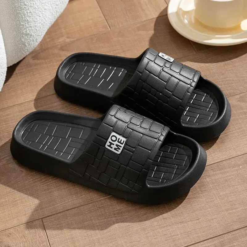 Shoe Size: 38, Color: WHITE - Summer Slippers Women Men Couple Home Slides Sandals EVA Thick Sole Light Weight Flip Flops Home Indoor Bothe Shower Shoes