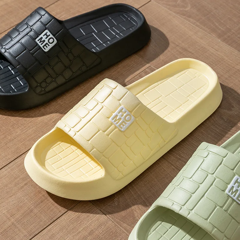 Shoe Size: 38, Color: WHITE - Summer Slippers Women Men Couple Home Slides Sandals EVA Thick Sole Light Weight Flip Flops Home Indoor Bothe Shower Shoes