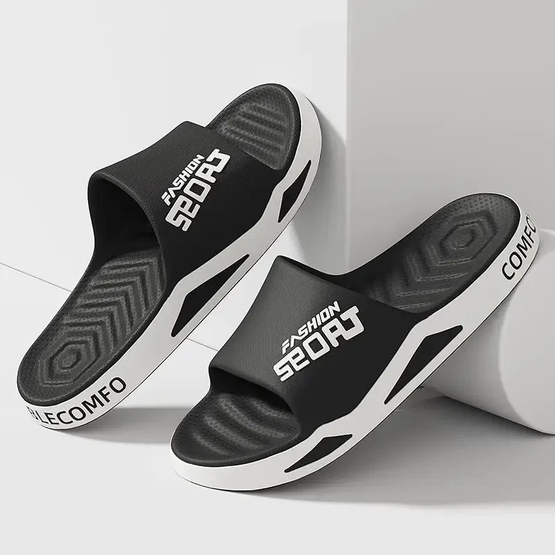 Color: Beige, Shoe Size: 40-41, Ships From: CHINA - BASATU Fashion Men's Slippers PVC Soft Sole Non-slip Slides Casual Outdoor Beach Flip Flops Home Bathroom Sandal Couples Slipper