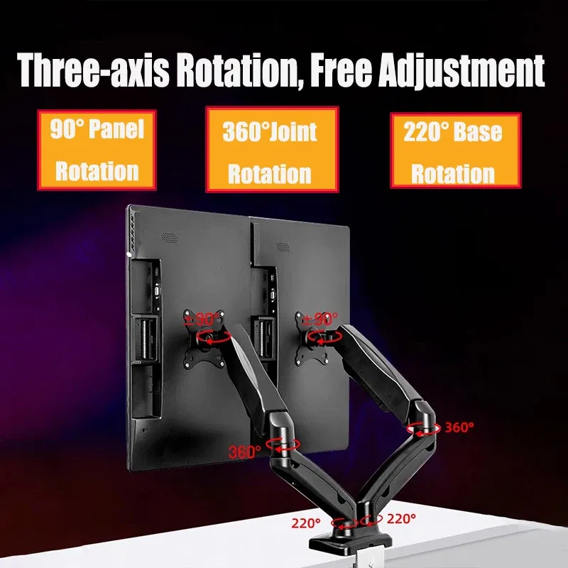 Color: WHITE, Ships From: CHINA - New! 14-34in Dual Monitor Bracket ergonomic adjustable dual screen bracket protect cervical computer heighten shelf load2-10kg