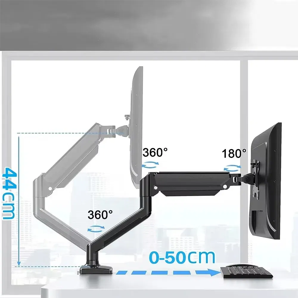 Color: WHITE, Ships From: CHINA - New! 14-34in Dual Monitor Bracket ergonomic adjustable dual screen bracket protect cervical computer heighten shelf load2-10kg