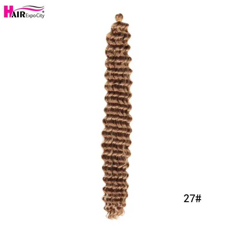 Color: #27, Ships From: CN, Stretched Length: 22inches, Bulk Buy: 1Pcs/Lot - 22-28 Inch Freetress Deep Twist Crochet Hair Natural Synthetic Braids Hair Ombre Crochet Braiding Hair Extensions Hair Expo City
