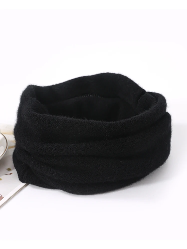 Color: Beige, Size: One Size - 100% Merio Wool Neck Warmer Women Winter Warm Fashion Hollow Out Cover Tube Scarf Ear Face Mask False Collar Autumn Headband
